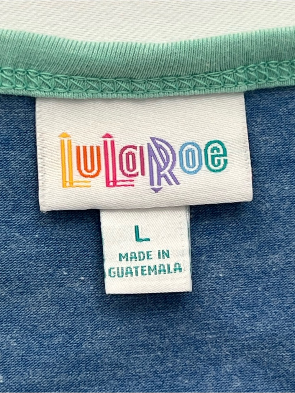 LuLaRoe Ana Maxi Dress  Boho Blue Heather with Mint Trim Short Sleeves Size L - Picture 2 of 15